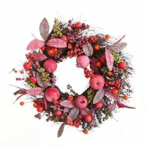 autumn harvest artificial wreath with fruits & berries, fall door decor (36av062)