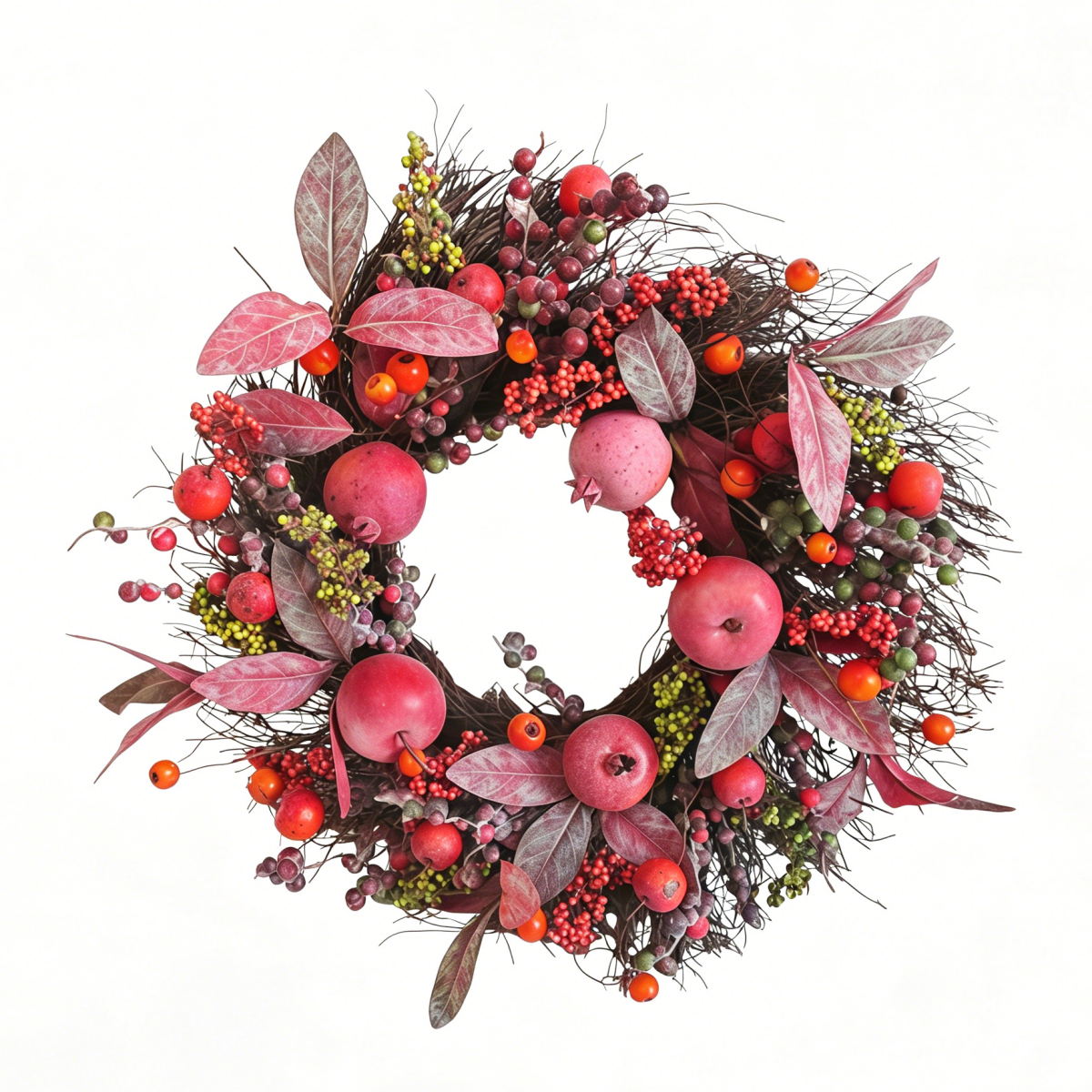 autumn harvest artificial wreath with fruits & berries, fall door decor (36av062) autumn harvest artificial wreath with fruits & berries, fall door decor (36av062)