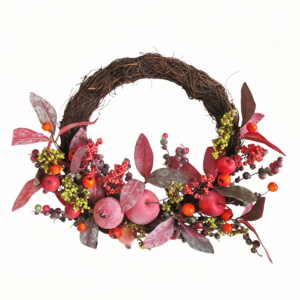 autumn harvest half wreath with fruits & berries, fall door decor（36av063）