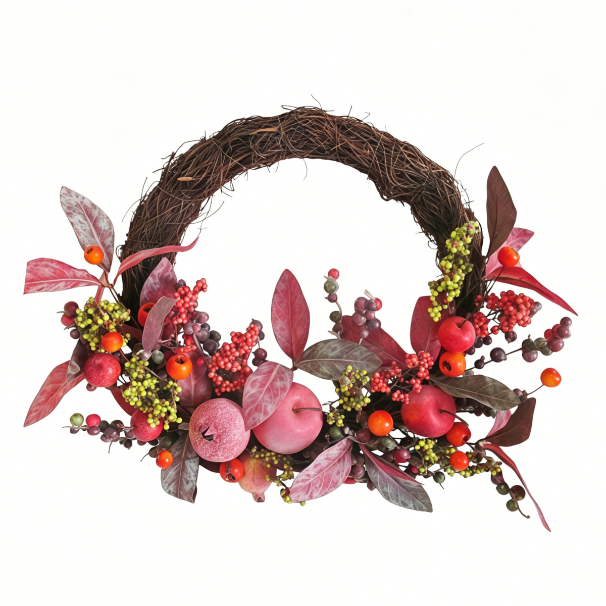 autumn harvest half wreath with fruits & berries, fall door decor(36av063) autumn harvest half wreath with fruits & berries, fall door decor(36av063)