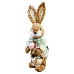 isal Easter bunny girl figurine with egg basket and pink dress