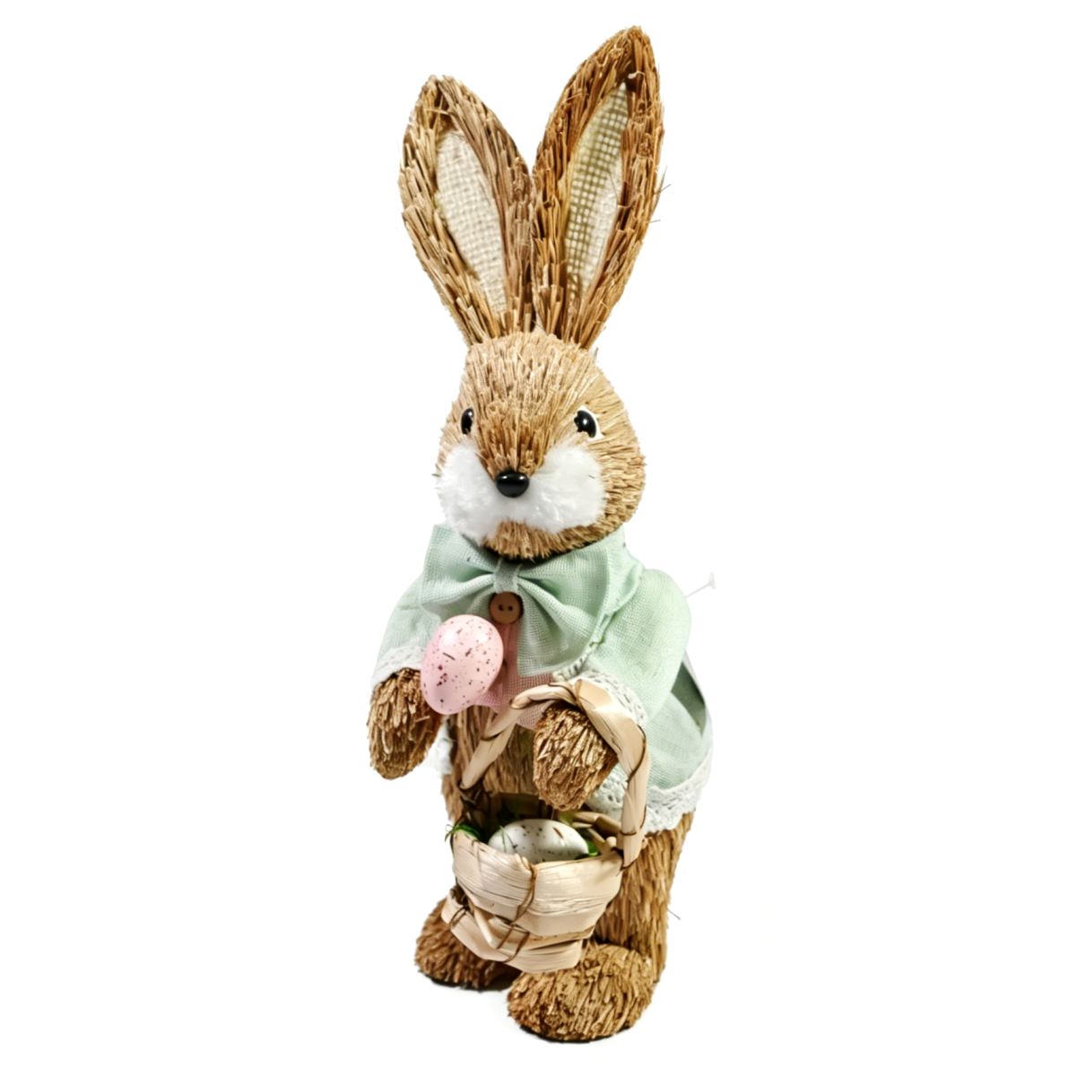 isal Easter bunny girl figurine with egg basket and pink dress isal Easter bunny girl figurine with egg basket and pink dress