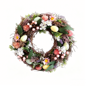 easter floral & egg wreath 32cm spring door wreath with pastel eggs & flowers