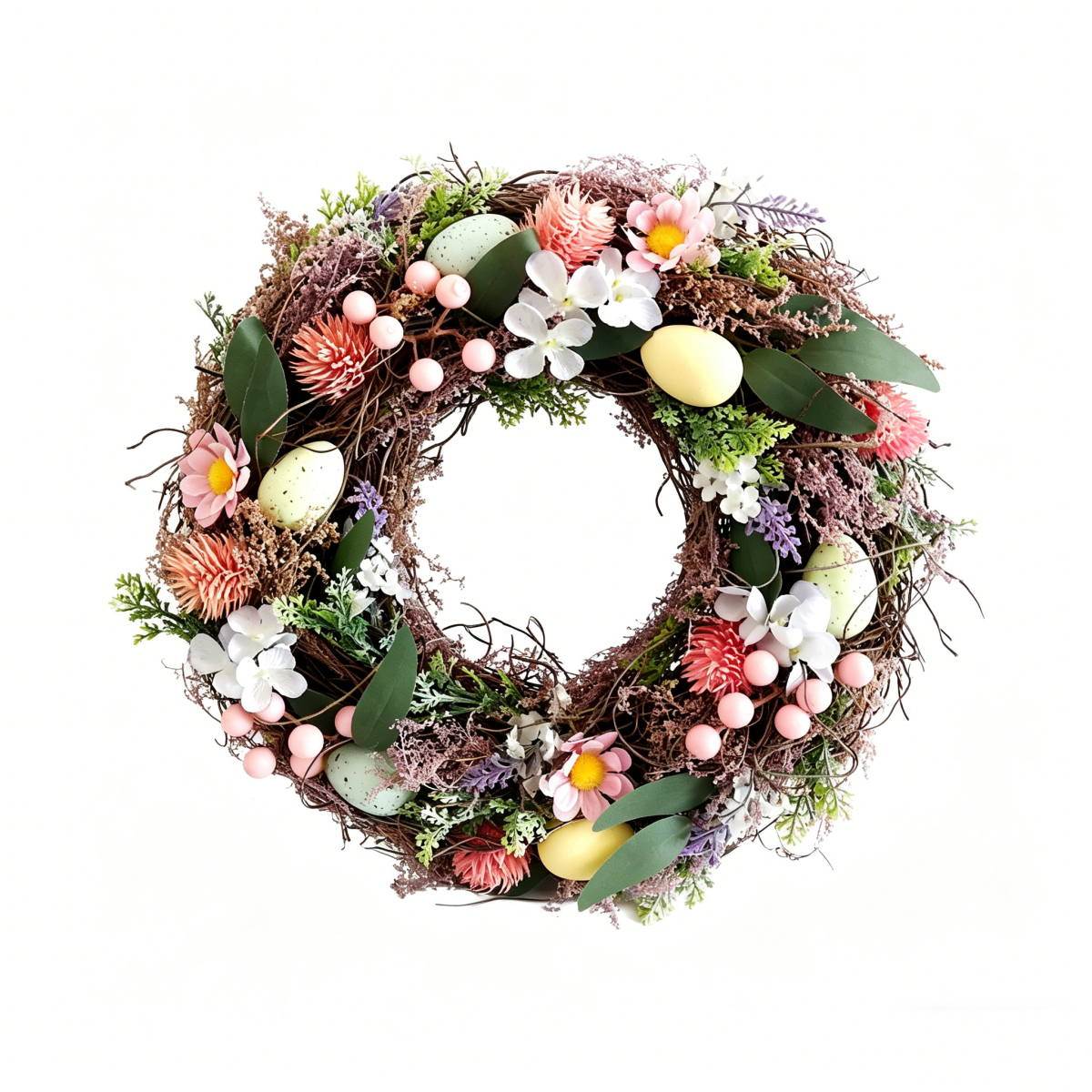 easter floral & egg wreath 32cm spring door wreath with pastel eggs & flowers easter floral & egg wreath 32cm spring door wreath with pastel eggs & flowers