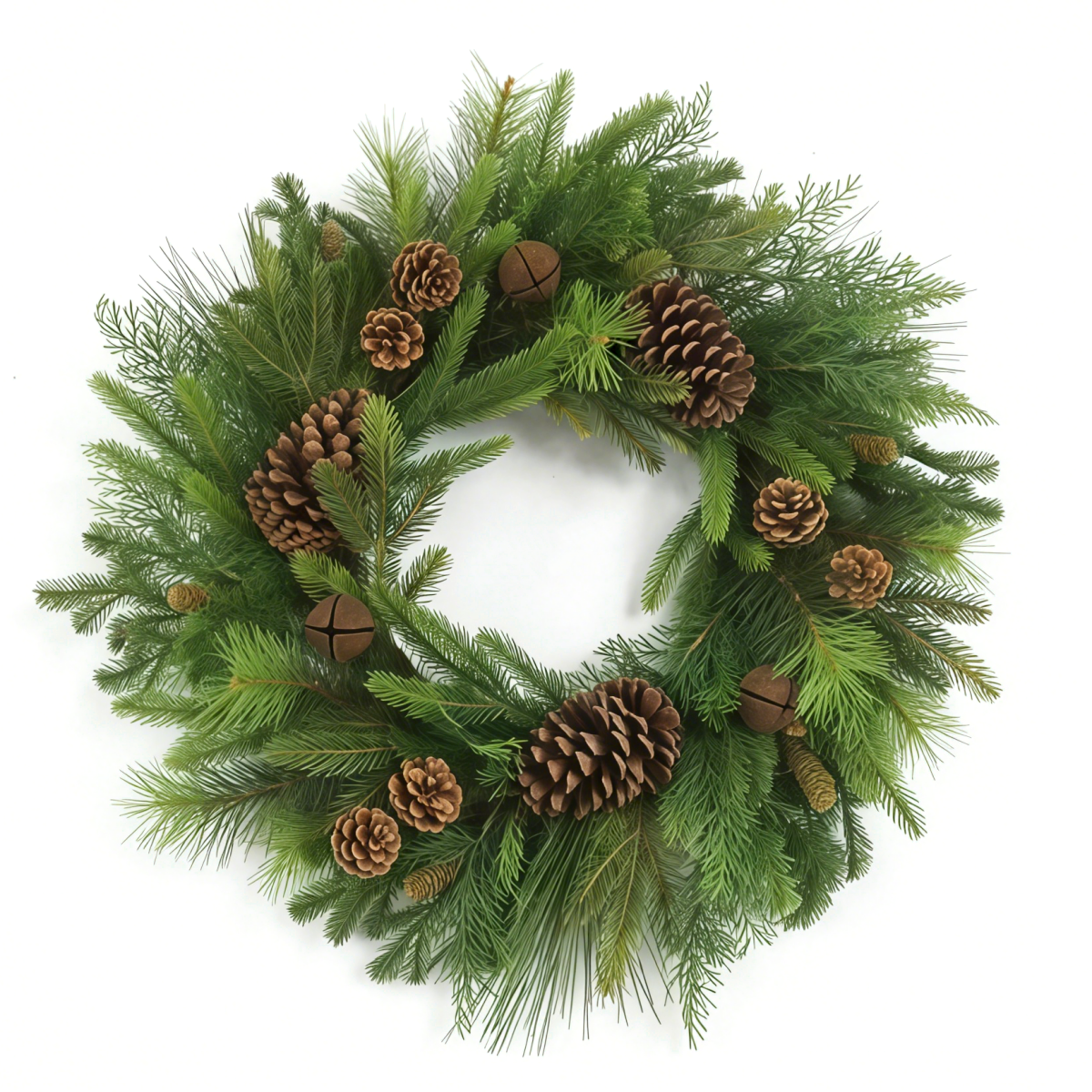 luxury 66cm pinecone & bell evergreen christmas wreath, artificial front door wreath, holiday home decor for mantel, porch, 353189 luxury 66cm pinecone & bell evergreen christmas wreath, artificial front door wreath, holiday home decor for mantel, porch, 353189