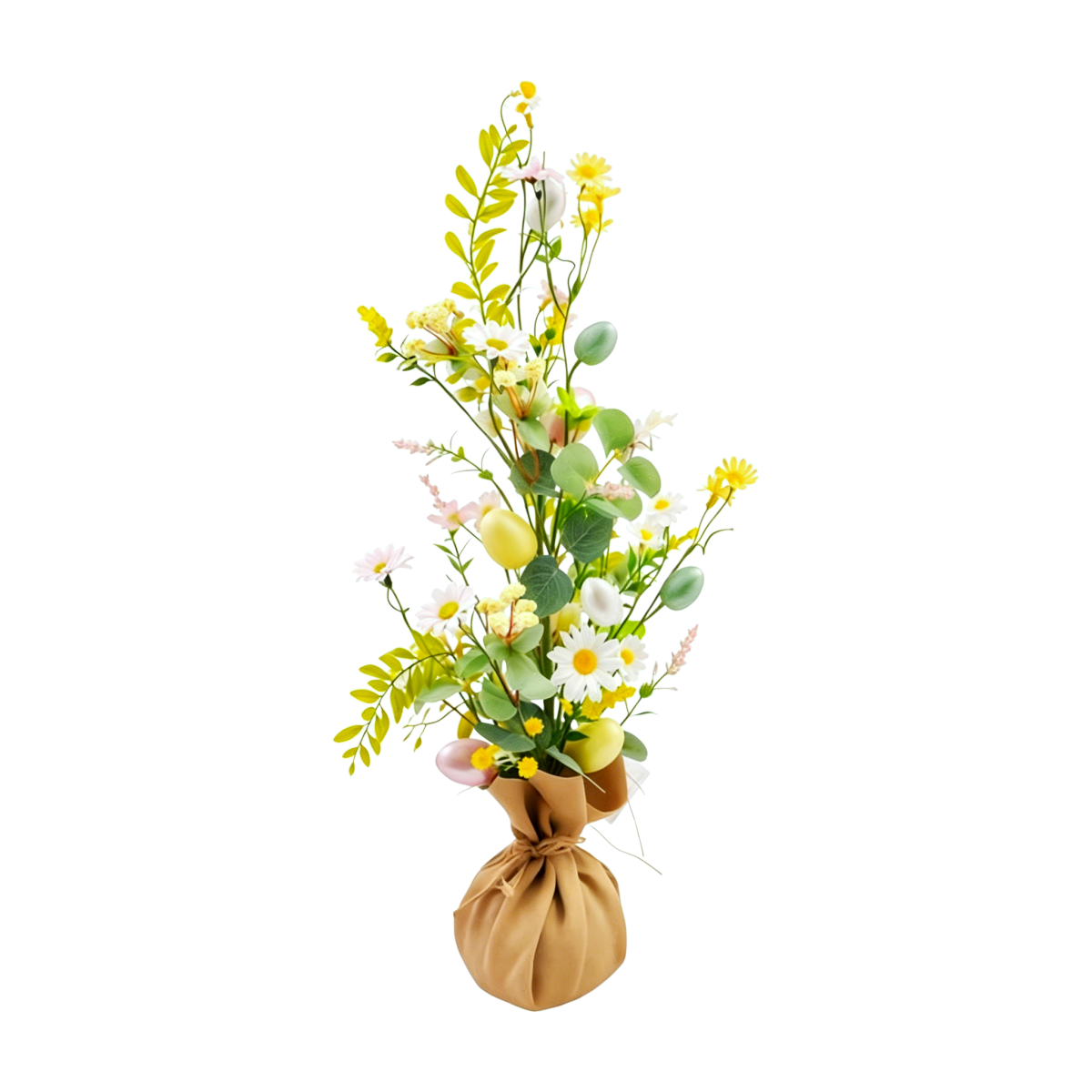 easter floral arrangement with eggs, 51cm artificial daisy & spring sprig in burlap base, perfect for spring home & table decor, 37shf095 easter floral arrangement with eggs, 51cm artificial daisy & spring sprig in burlap base, perfect for spring home & table decor, 37shf095