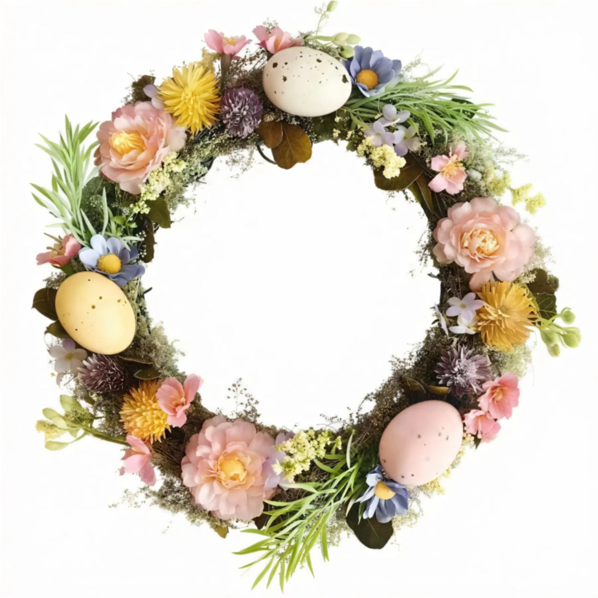 spring easter egg wreath with pastel flowers, artificial floral wreath for front door, easter holiday home decor spring easter egg wreath with pastel flowers, artificial floral wreath for front door, easter holiday home decor